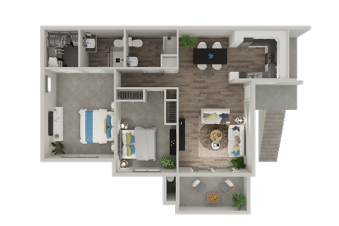 Floor plan for 2 beds, 2 baths, 1200 sqft